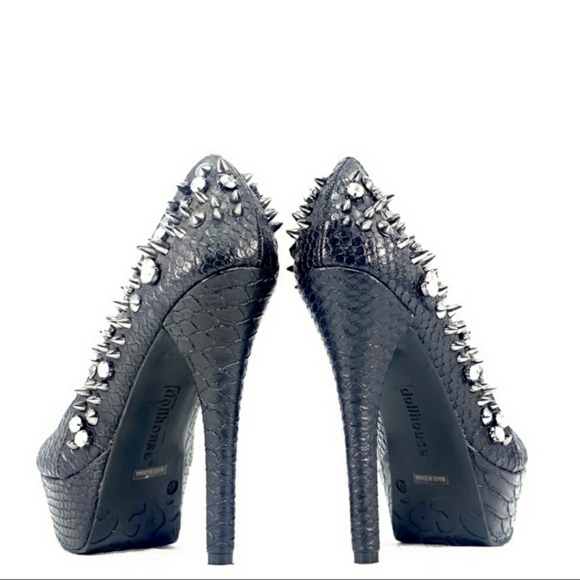 Dollhouse/Spike/Snake Embossed Leather Stillettos  Size 6 - Picture 4 of 12